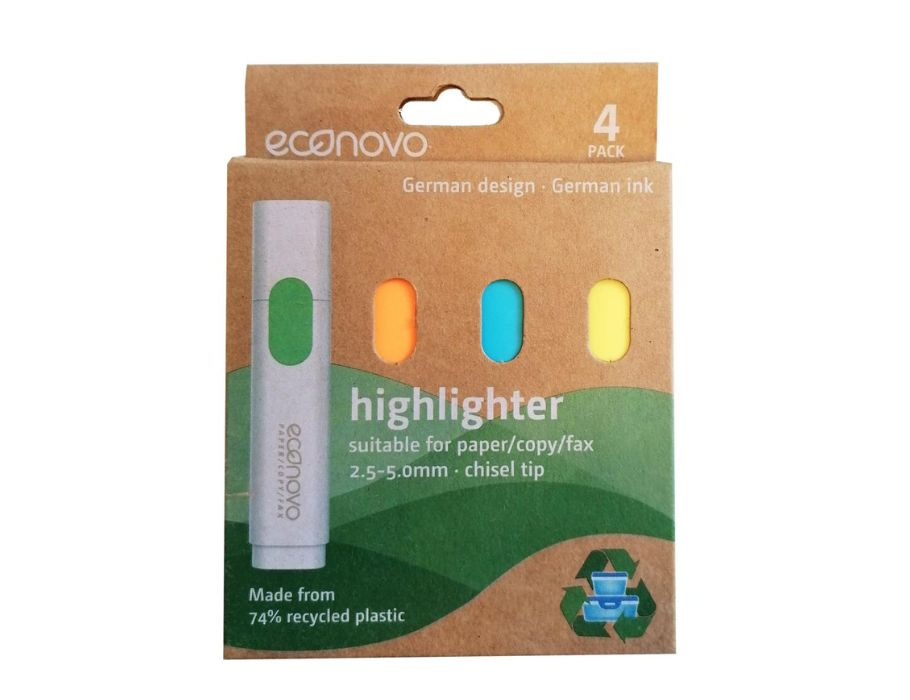 Surligneurs Econovo - plastique recyclé - 4 pièces