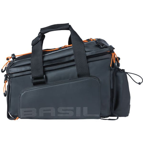 Basil Miles XL Pro Luggage Menace Sac, noir orange, étanche, 9-36L, adapté aux vélos électriques