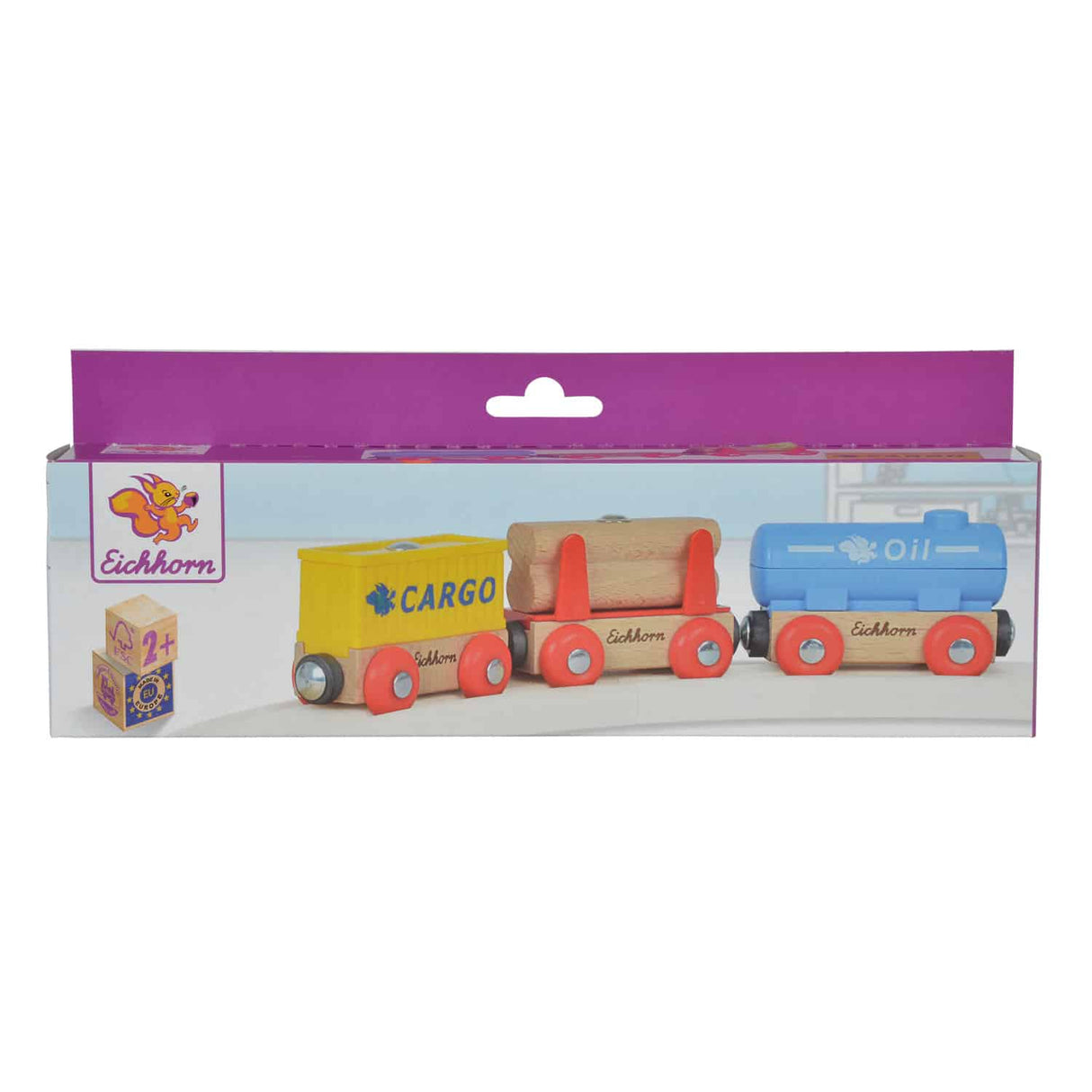 Jonotoys eichhorn 3 wagons en bois avec aimants