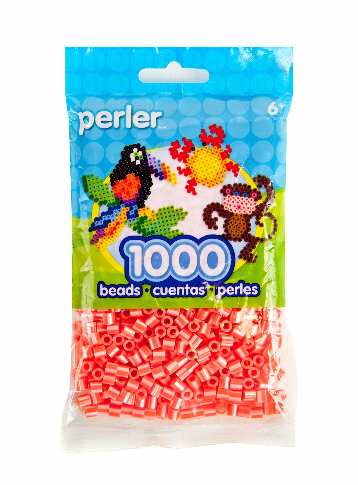 Perler • perles thermocollantes à rayures nacrées corail chaud