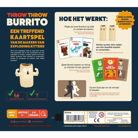 Des chatons explosifs lancent un burrito - - un jeu de société hilarant - un jeu de cartes pour la famille et les amis - lancez des burritos spongieux ! - Néerlandais