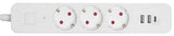 Cordon Entac TCD RA 3V 1,5m avec 2xUSB et 1xUSB-C + interrupteur blanc - 6872630