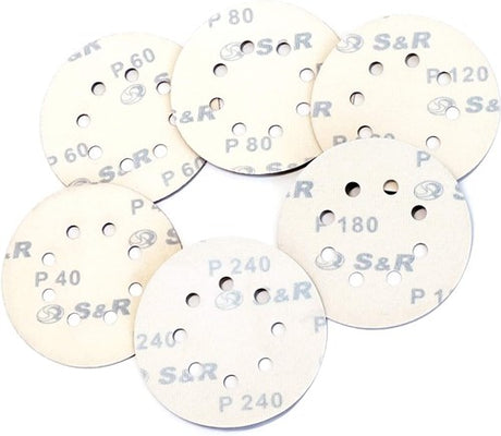 Enzo sr jeu de papier de verre velcro 125 mm 60 pcs : chacun 10x p40, p60, p80, p120, p180, p240, 8 trous - b07gc4xnjq