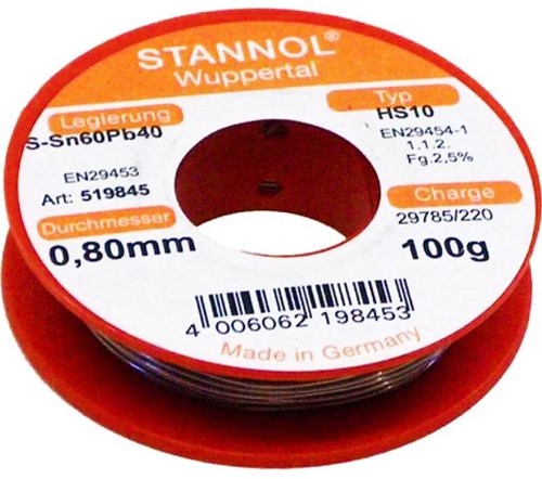 Enzo Stannol noyau de résine d'étain à souder diamètre 0,8mm 100gr - 6474982