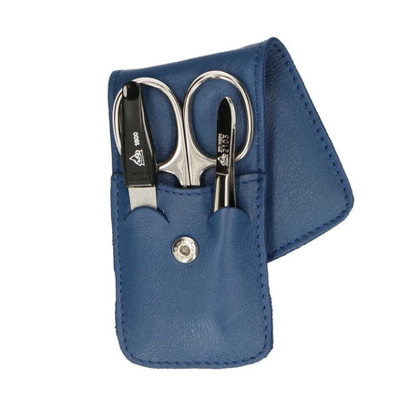 Erbe solingen trousse à manucure 3 pièces avec fermeture à bouton-pression bleu foncé (erbe9071)