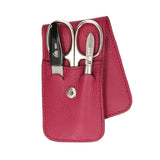 Erbe solingen trousse à manucure 3 pièces avec fermeture à bouton pression fuchsia (erbe9079)
