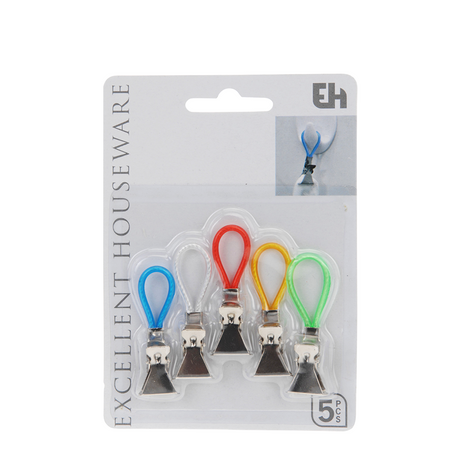 Excellentes pinces à serviettes pour articles ménagers, 5 pièces, blister
