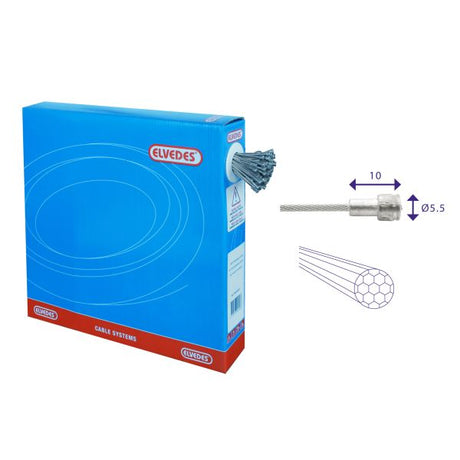 Rem Binnenkabel Elvedes 2000 mm en acier inoxydable Ø1,5 mm V-Nipple (100 pièces)