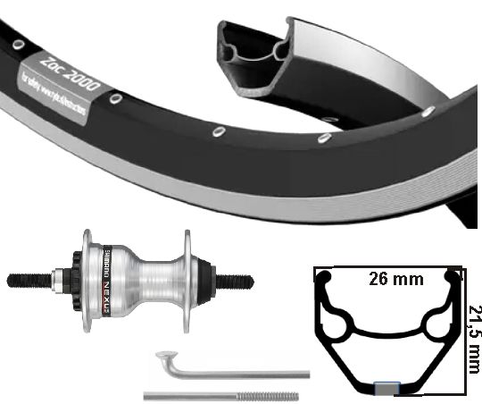 Kg viischt Rad 28 Zoll (622) zac2000 schwaarz sëlwerreberbrake fixen Achs