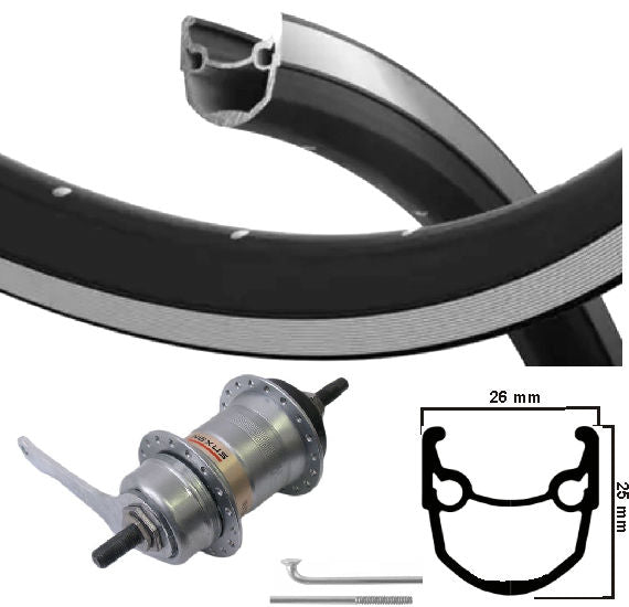 KGS Roue arrière 28 pouces (622) Ryde Rim Black Silver Nexus 3 Brake Hub