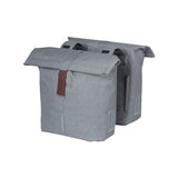 Basil City Double Bicycle Sac gris, hydrofuge, adapté aux vélos électriques, réfléchissant, 28-32L
