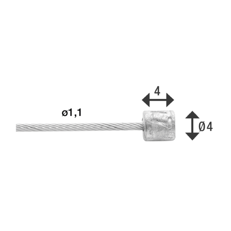 Communiquez le câble intérieur Elvedes 2250 mm en acier inoxydable lisse Ø1,1 mm n-Nipple (100 pièces)