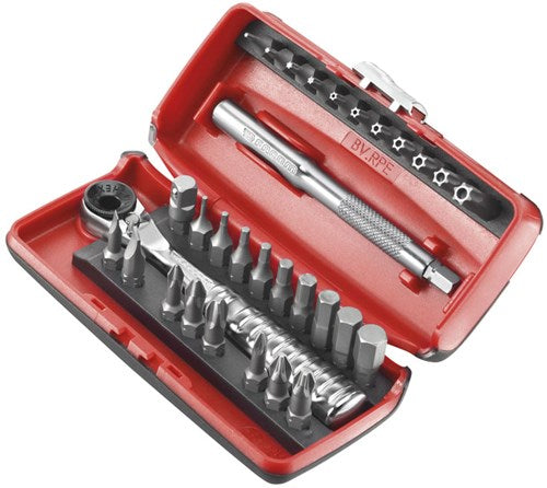Facom coffret 31 pièces à cliquet ultra compact avec porte embout 1 4 - r.pej31pb