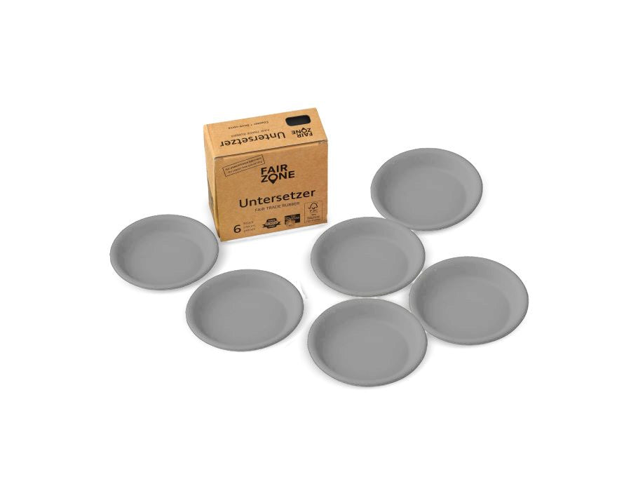 Sous-verres Fairzone pour pots de fleurs - caoutchouc - gris - 6 pièces