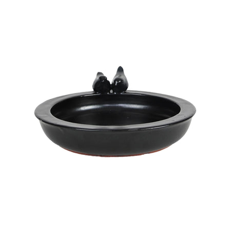 Esschert design bain d'oiseaux en céramique rond gris
