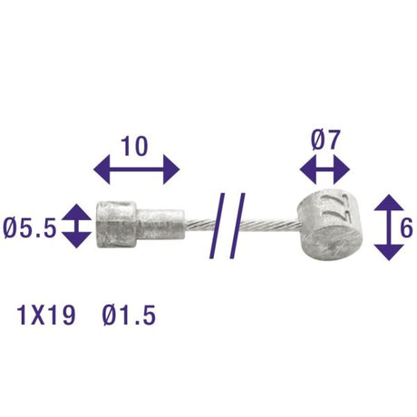 Edge Rem Binnenkabel 2250 mm avec 2 mamelons