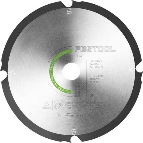 Festool accessoires lame de scie circulaire diamant dia 168x1,8x20 f4 matériaux abrasifs - 205769