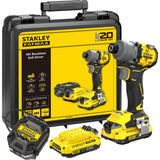 Visseuse à percussion sans balais Stanley v20 18v (jaune noir, étui, 2 batteries et chargeur inclus)