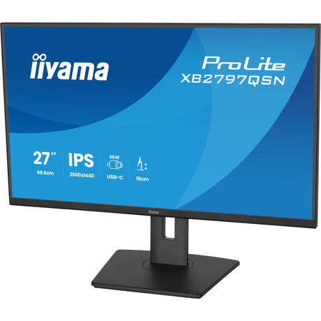 Moniteur Iiyama prolite xb2797qsn-b1 27 (noir, 75 Hz, HDMI, port d'affichage, USB-C, LAN, audio)