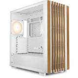 Boîtier tour midi Sharkoon rebel c70g rgb (couleur bois blanc | 2x usb-a | 1x usb-c | rgb | verre trempé)