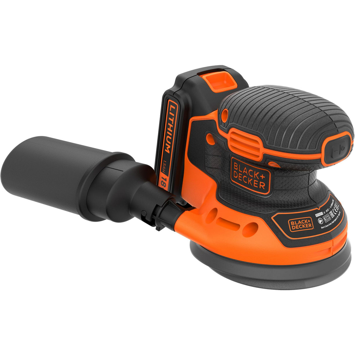 Ponceuse excentrique à batterie Black+decker bdcros18 18v (noir orange, sac de rangement, chargeur et batterie inclus)