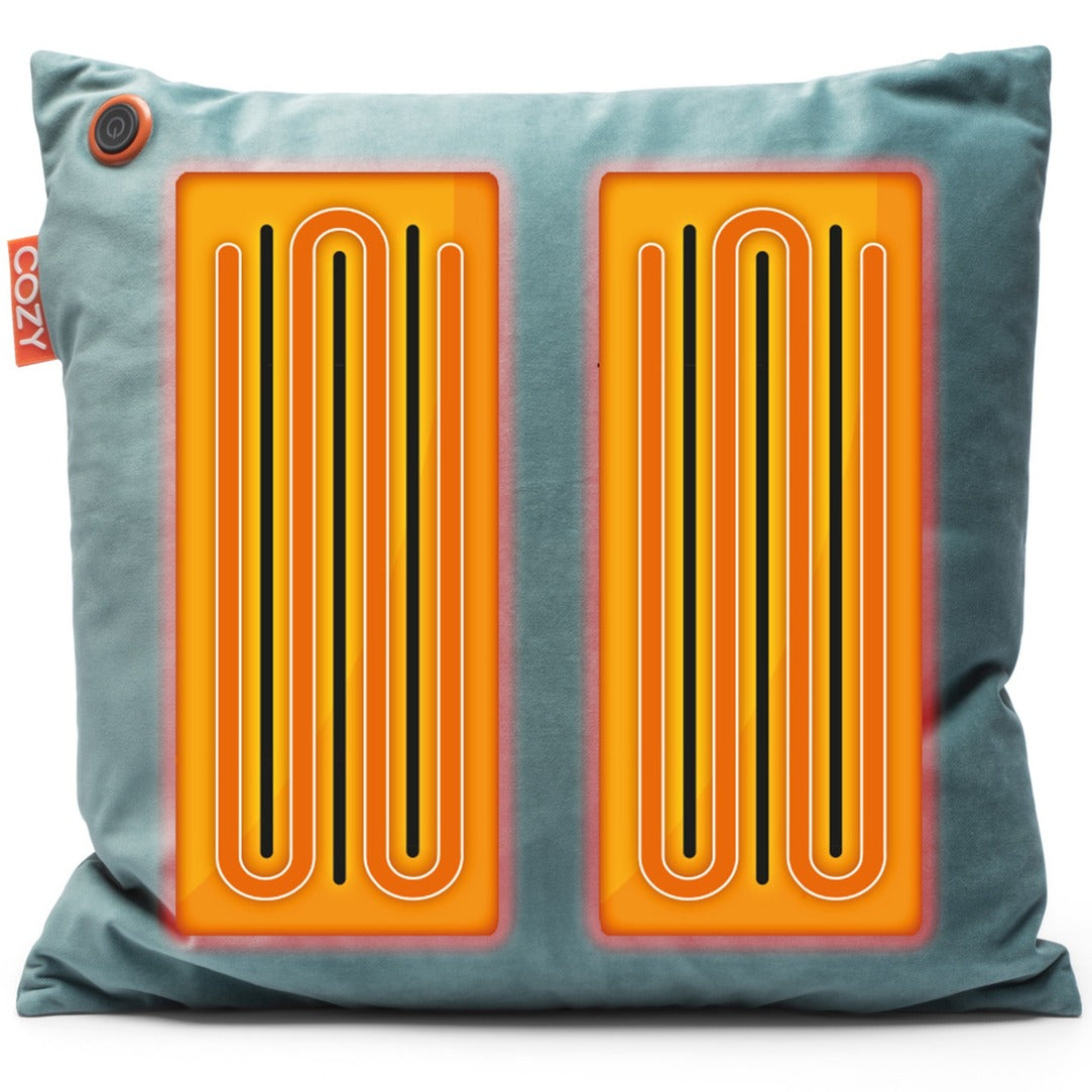 Coussin chauffant sans fil Cozy una Velvet 45 x 45 cm (bleu-vert, power bank 5000 mah)