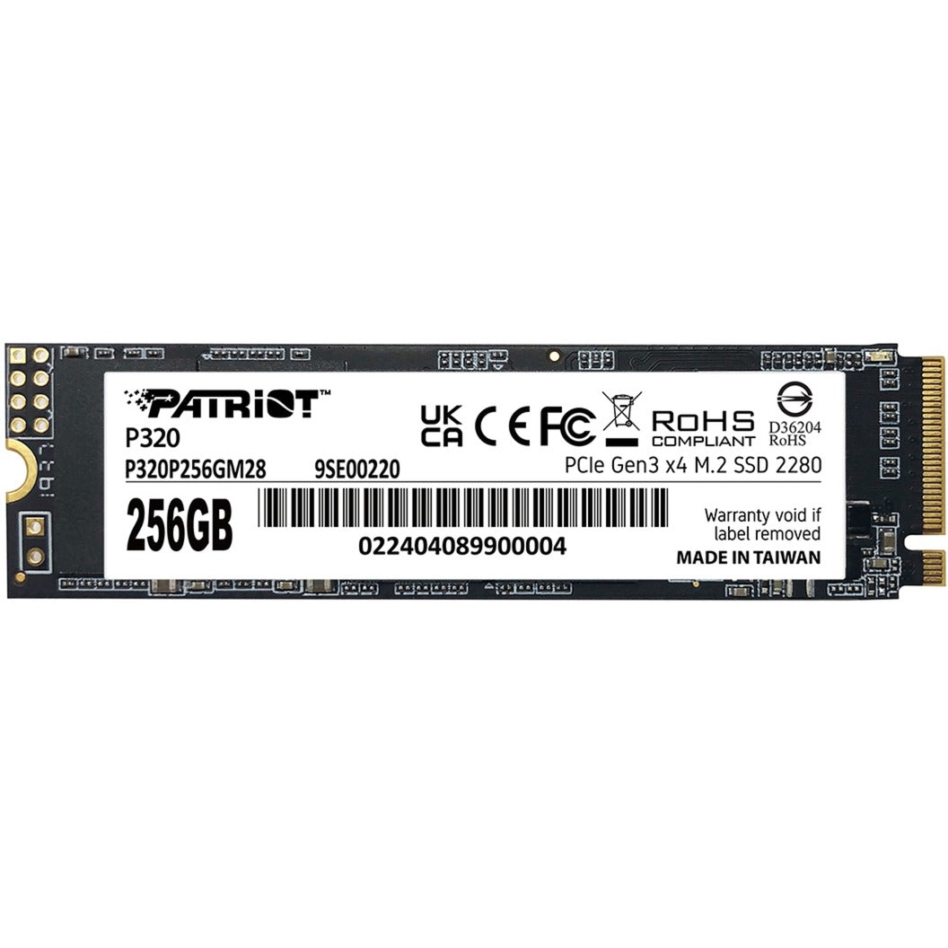 Disque SSD Patriot p320 de 256 Go (PCIe 3.0 x4, NVME 1.3, M.2 2280)