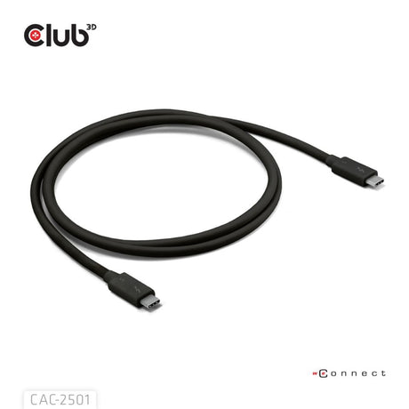 Câble certifié Club 3d Thunderbolt 5 8k240hz (noir, données 80 120 gbps, epr 240 watts, 1 mètre)