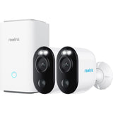 Reolink hub 1 avec 2x caméra de sécurité argus série b310 (blanc, 3 mp | wlan | vision nocturne couleur)