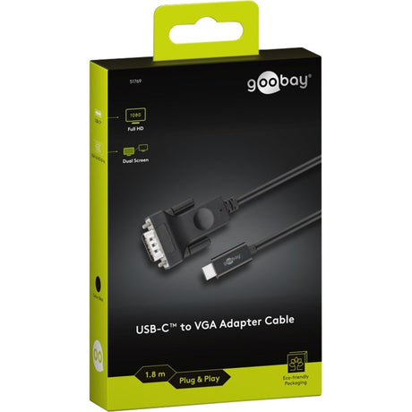 Câble adaptateur Goobay USB-C vers VGA (noir, 1,8 mètres)