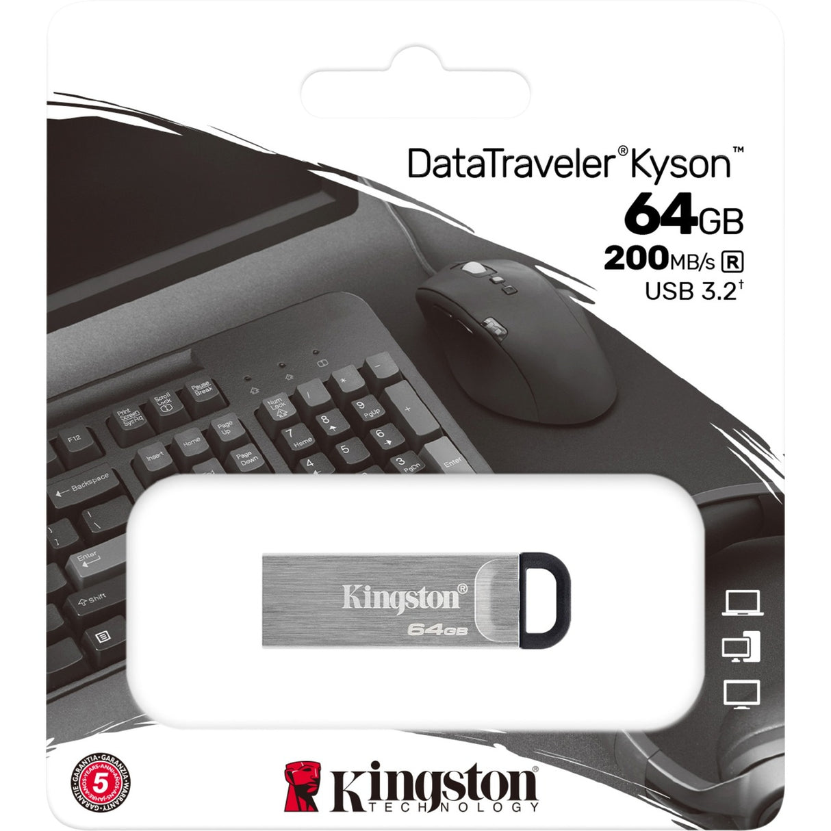 Clé USB Kingston data traveler kyson 64 go (argent, dtkn 64 go)