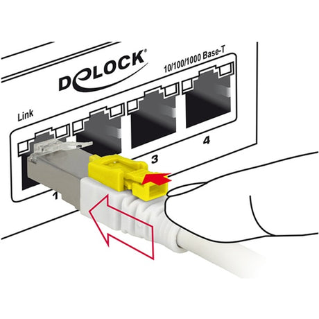 Delock câble patch s stp, rj-45 sécurisé avec cat.6a (blanc, 85330, 0,5 mètres)