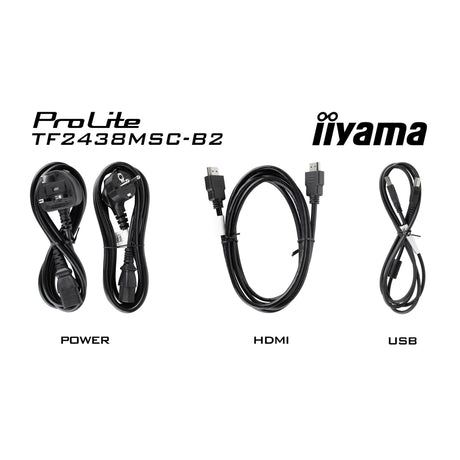 Iiyama prolite tf2438msc-b2 23.8 monitor (zwart, 120 hz, hdmi, displayport, audio, usb, touch)