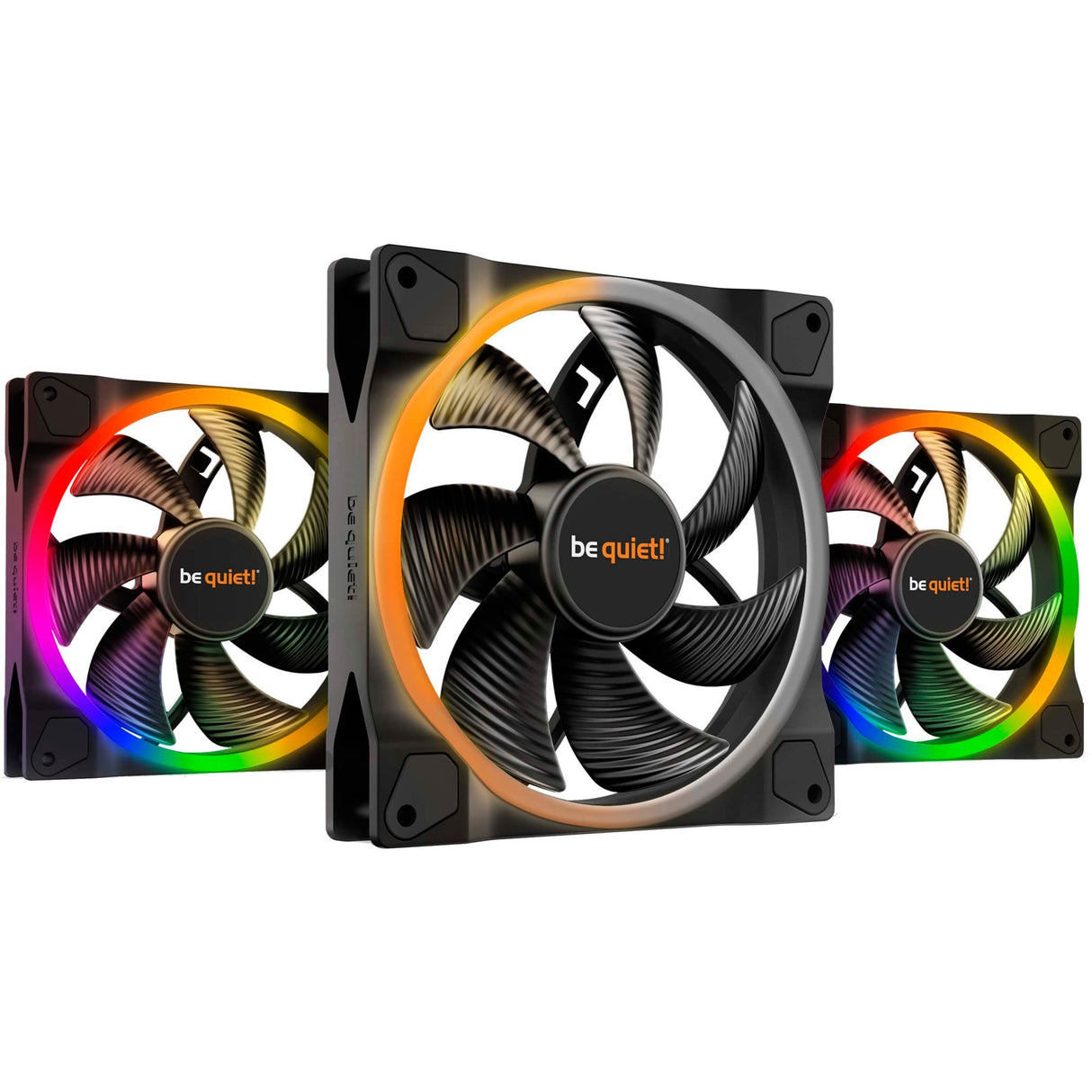 Soyez silencieux! ventilateurs de boîtier Light Wings PWM RVB (noir, 3 pièces, 140 x 140 x 25 mm)