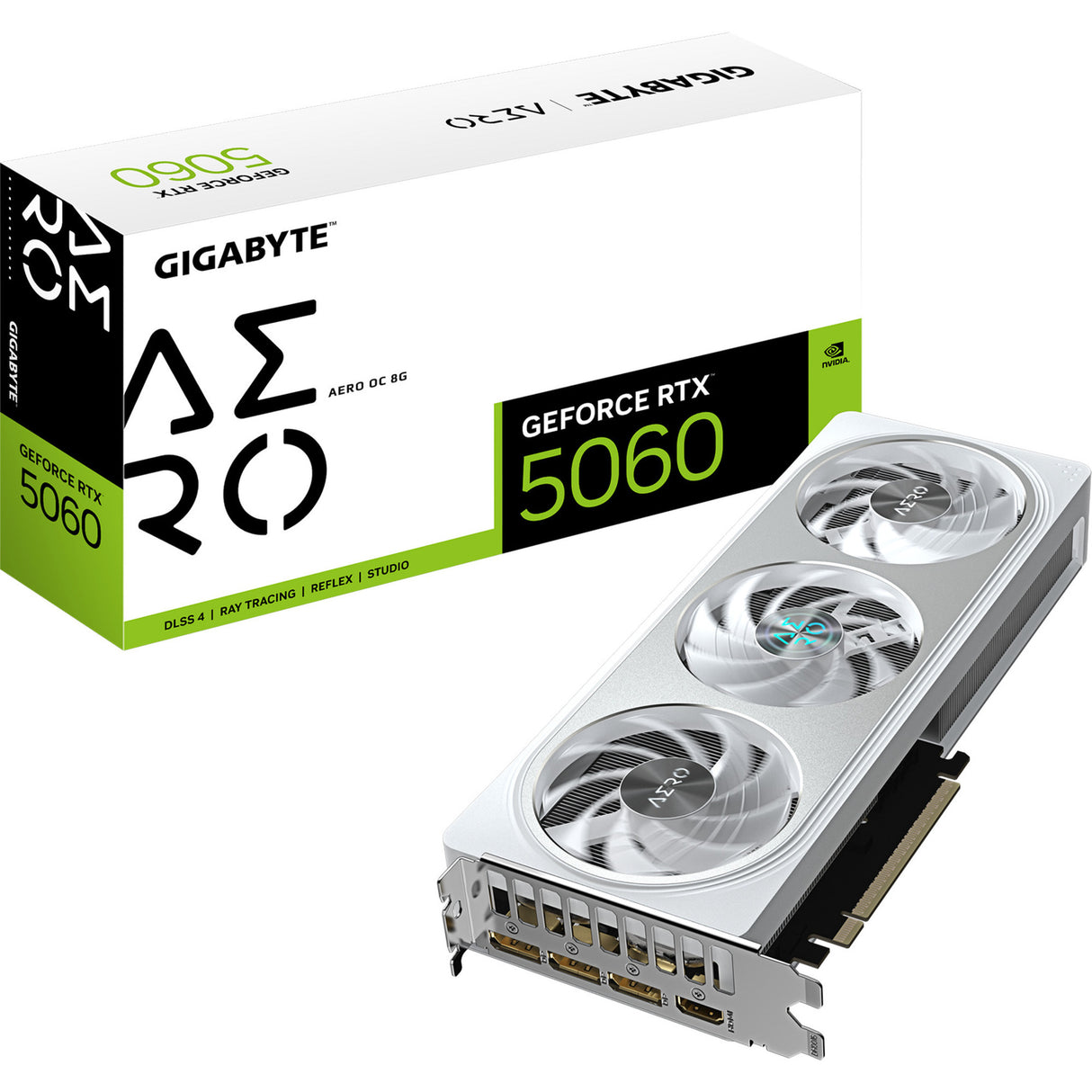 Carte graphique Gigabyte GeForce RTX 5060 Aero OC 8G (3x Display Port, 1x HDMI, DLSS 4)