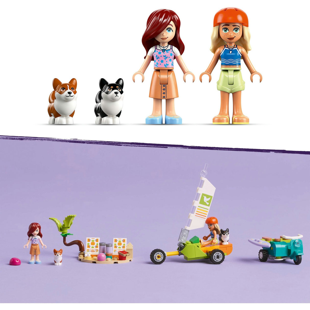 Lego Friends 42641 s'amuser en surf et en scooter avec les chiens