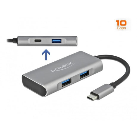 Delock Hub USB externe USB 3.2 gen 2 type-C Hub USB (gris)