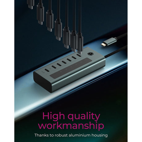 Icy box Hub USB 7 ports USB-C 3.2 gen 2 (bleu-gris)