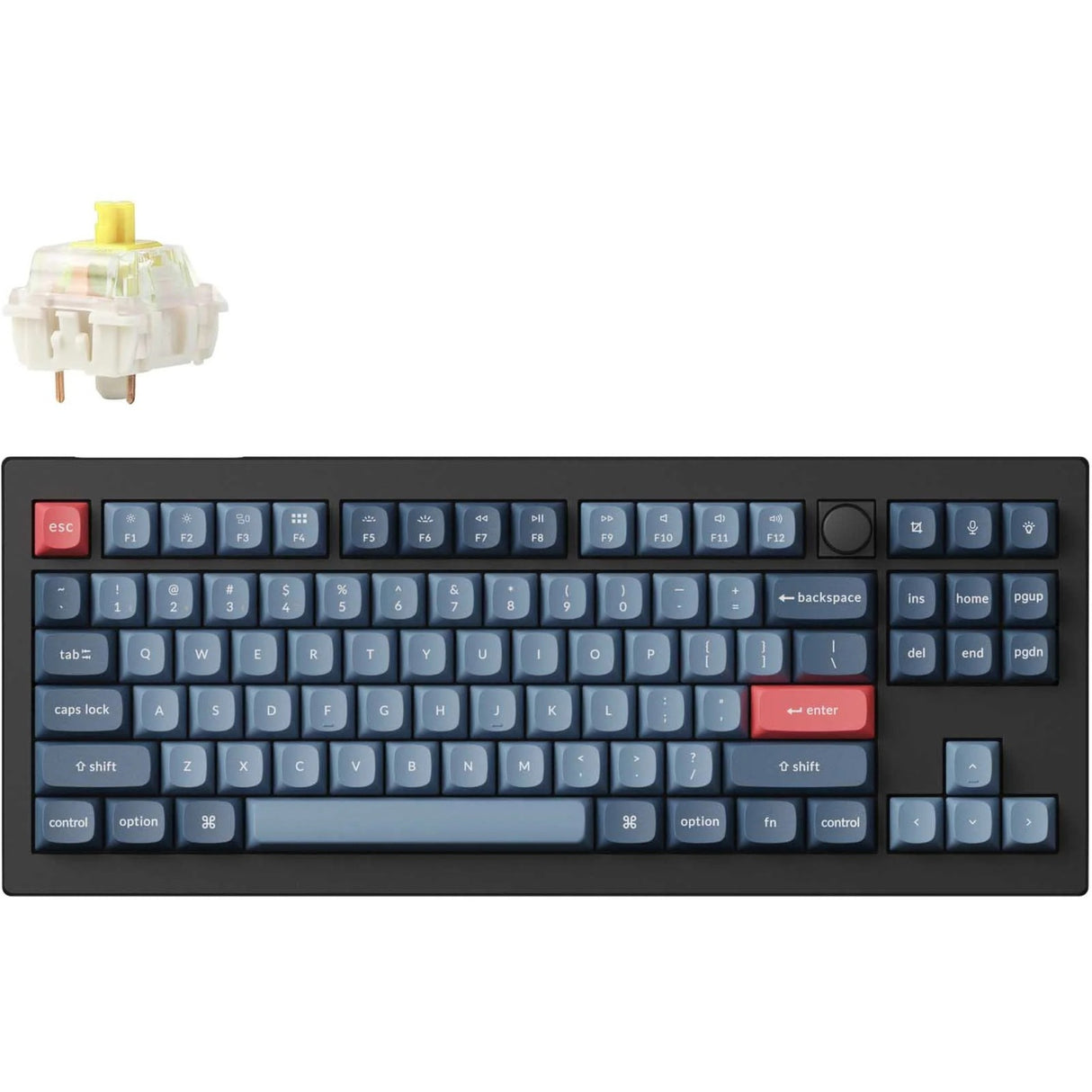 Clavier mécanique Keychron v3 max-d4 rgb (noir, disposition américaine (qwerty), banane gateron jupiter, 80% (tkl), leds rgb, pbt double-shot, hot swap, 2.4 | bluetooth | usb-c, bouton)