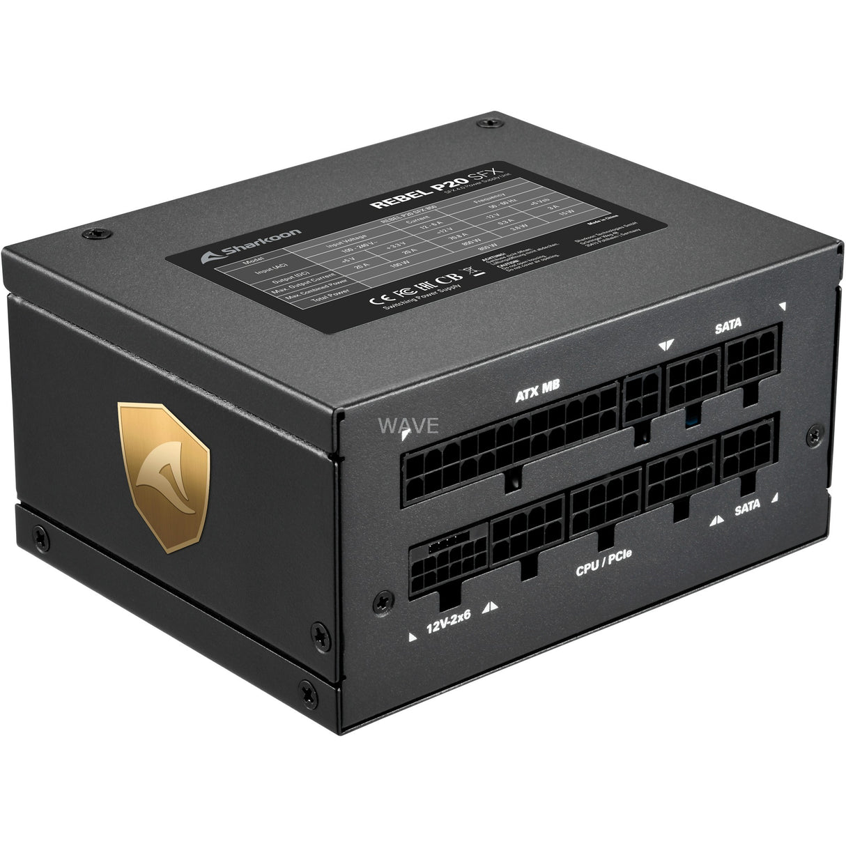 Sharkoon rebel p20 sfx alimentation modulaire 750 watts (noir, 1x 12v-2x6, 2x pcie)