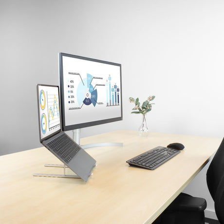 Support pour ordinateur portable Act Connectivity en aluminium, pliable (aluminium, réglable en hauteur sur 7 positions)