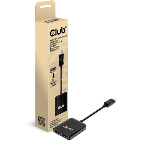 Club 3D Hub de transport multi-flux DisplayPort 1.4 vers 2x HDMI double moniteur 4K60Hz (noir)