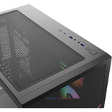 Boîtier tour midi Xyz PC Gear Qubex (noir | 2x USB-A | 1x USB-C | Verre trempé)