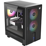 Boîtier tour midi Xyz pc gear atom (noir | 2x USB-A | 1x USB-C | verre trempé)
