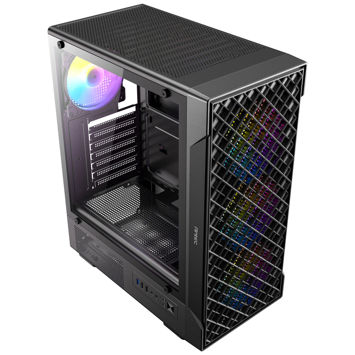 Boîtier tour midi Antec vx320 argb (noir | 3x usb-a | verre trempé)