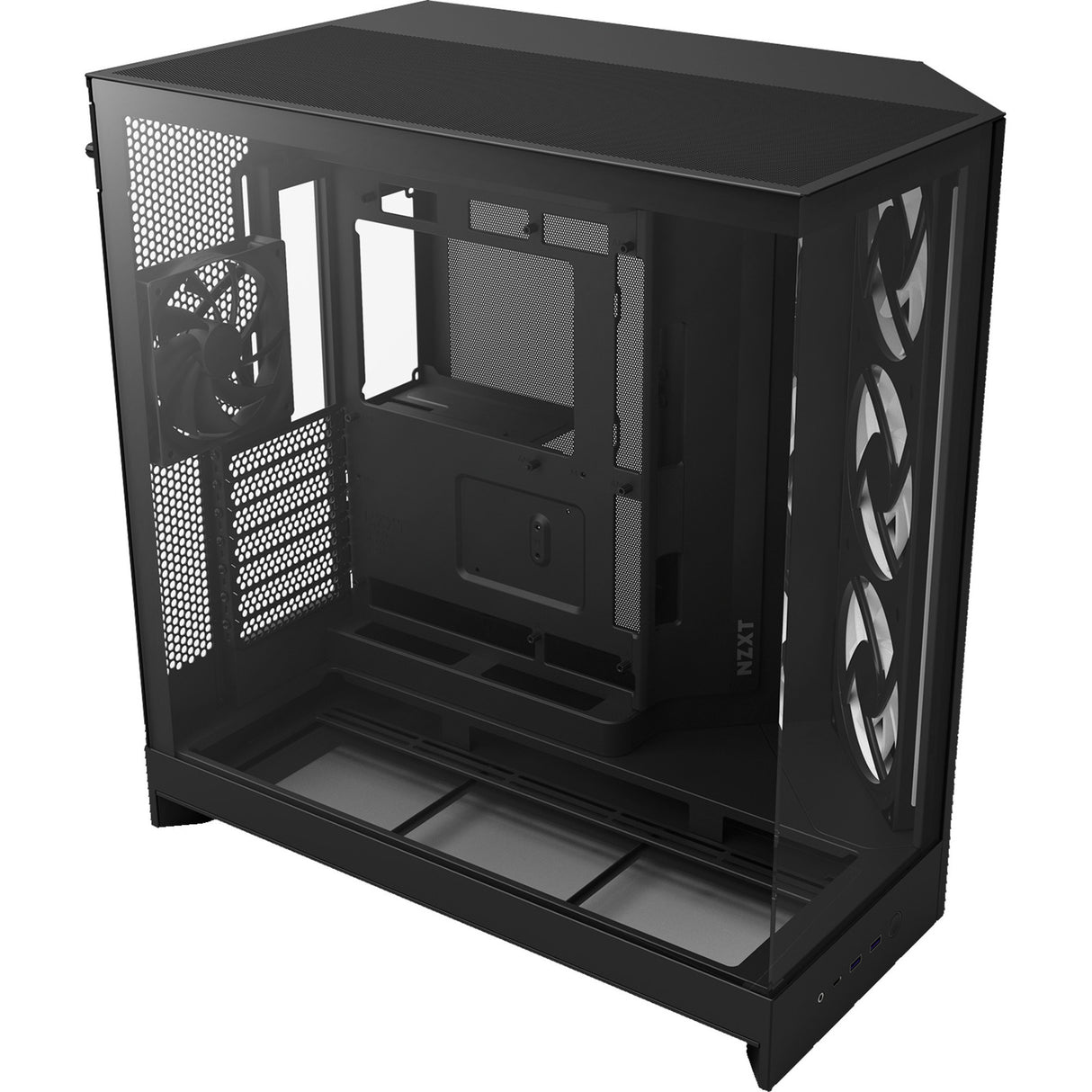 Boîtier tour midi Nzxt h9 flow rgb (noir (mat) | 2x usb-a | 1x usb-c | rgb | verre trempé)