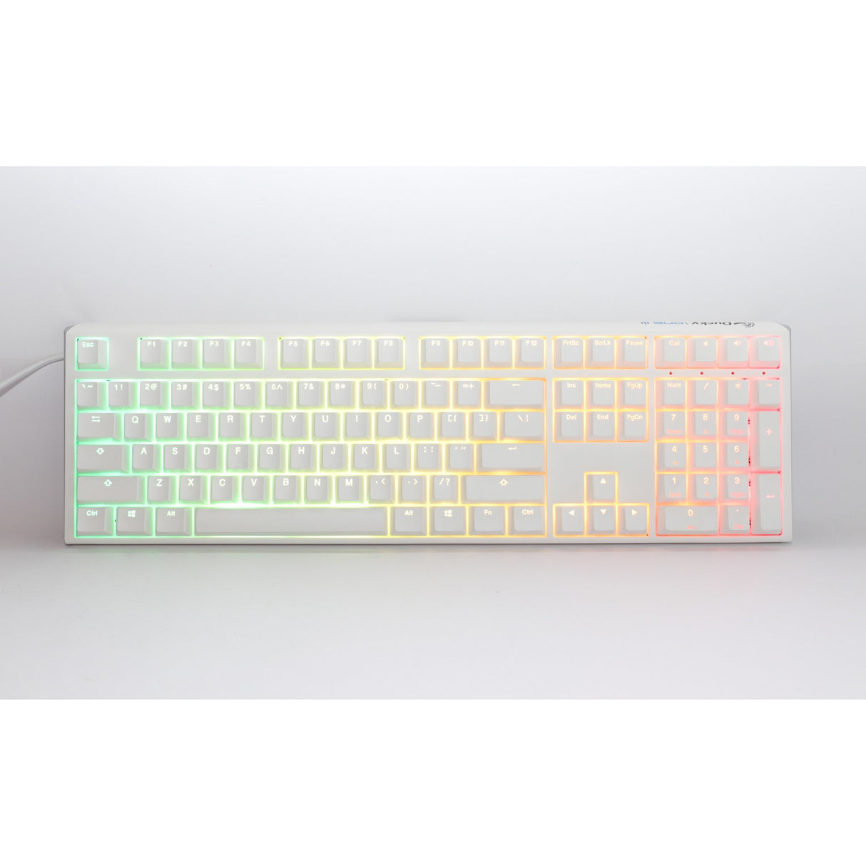 Clavier mécanique RVB blanc pur classique Ducky One 3 (blanc, disposition américaine (qwerty), cerise mx speed silver, 100 %, LED RVB, pbt double-shot, remplaçable à chaud, mécanique charlatan)