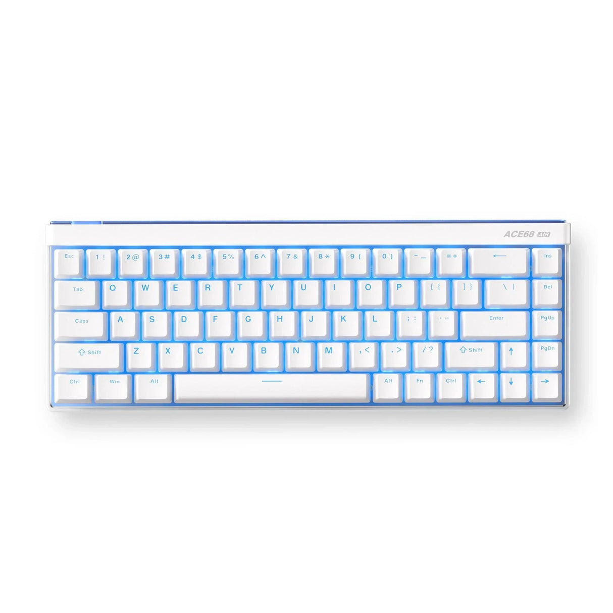 Mchose ace 68 air hall effect clavier de jeu à commutateur magnétique (blanc, disposition américaine (qwerty), dieu magnétique kailh, 65%, rvb, échange à chaud, touches pbt, usb-c, capteur à effet hall)
