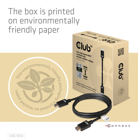 Câble certifié HDMI 2.1 ultra haut débit Club 3D mâle-mâle (noir, 2 mètres, 4K 120Hz, 8K 60Hz, 48Gbps)