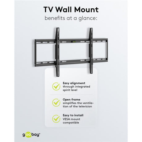 Goobay Support TV mural fixe 43 - 100 pouces (109 - 254 cm), max. Support mural 70 kg (noir)